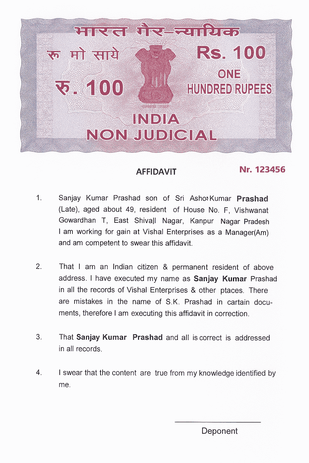 Generate Online Affidavit